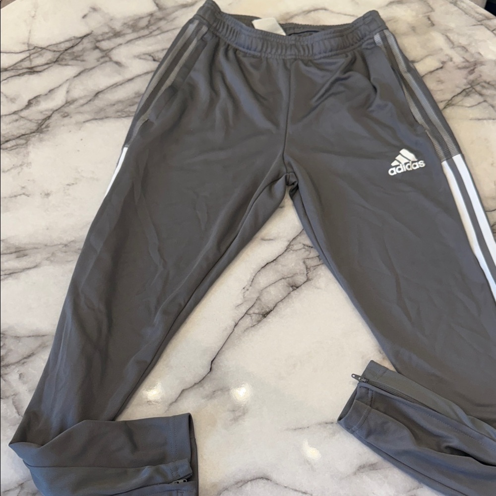 Adidas Mens Charcoal Joggers with White Stripes